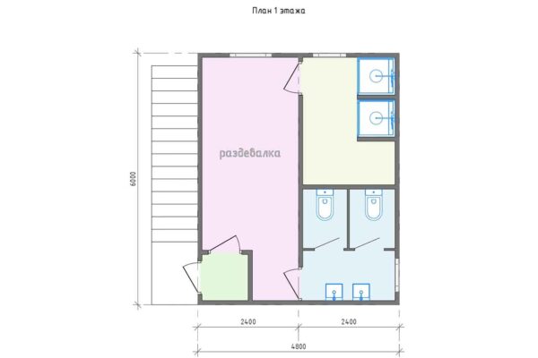 Модульная раздевалка 58 м2 МР-2-58