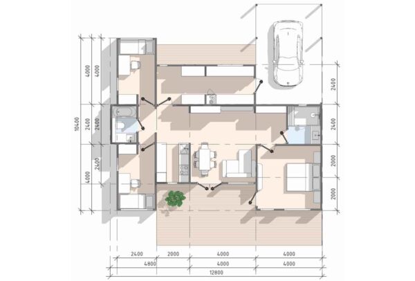 Модульный дом с баней 95 м2 МД-39-95