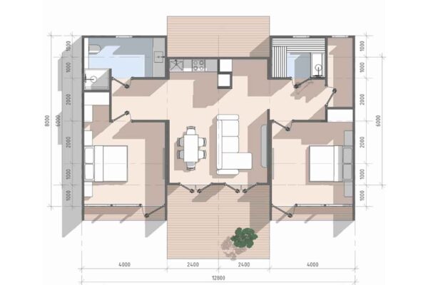 Модульный дом с баней 93 м2 МД-40-93
