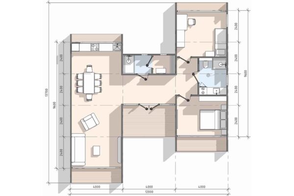 План модульного дома с баней МД-41-86
